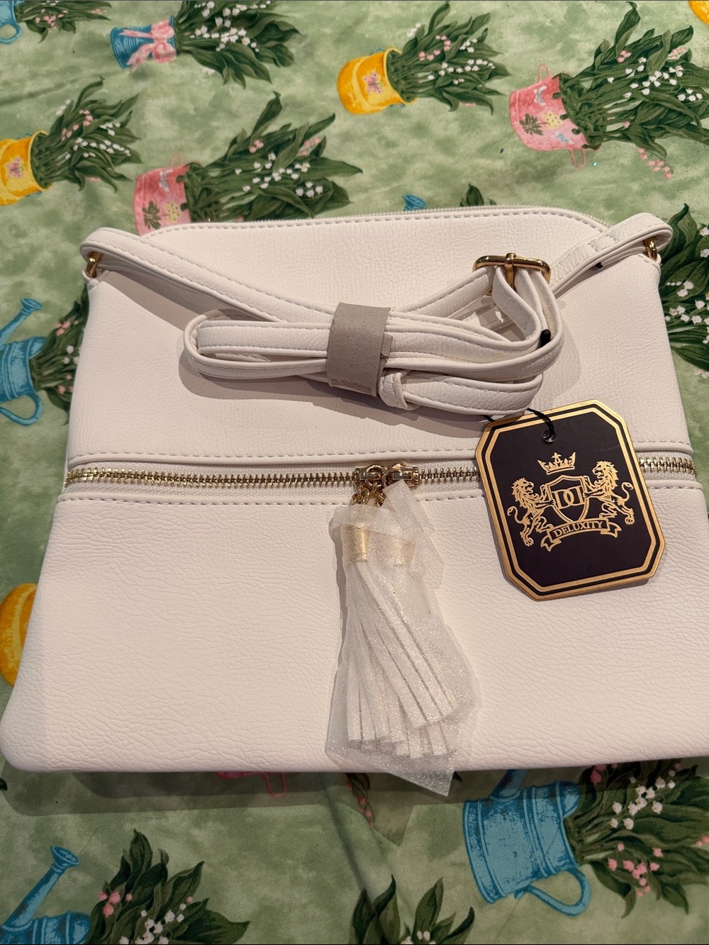 Women's White Crossbody Bag with Tassel - Unbranded
